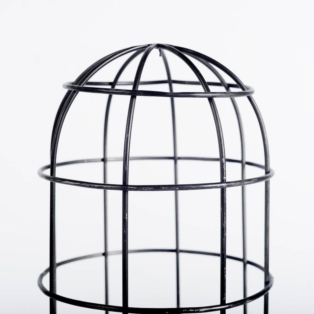 Carkner I (38"H) Gun-Metal Grey Cylindrical Metal Cage Table Lamp. Picture 3