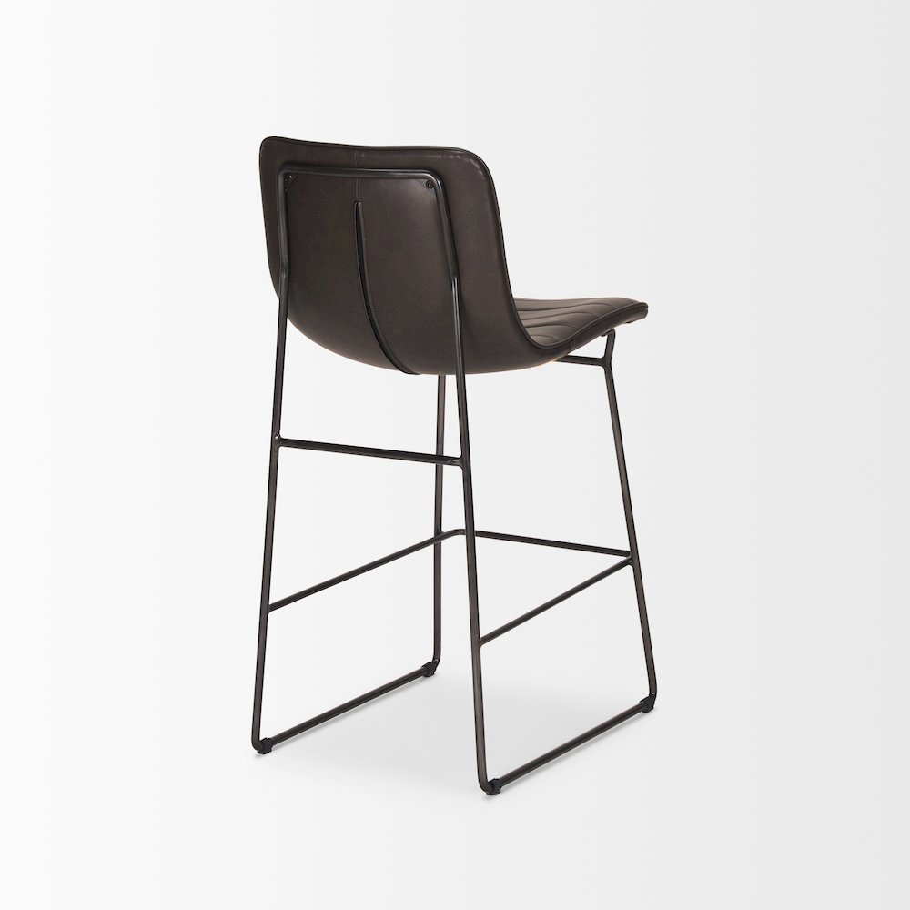 Meritt 37"H Black Faux-Leather Seat W/ Black Metal Frame Stool. Picture 4