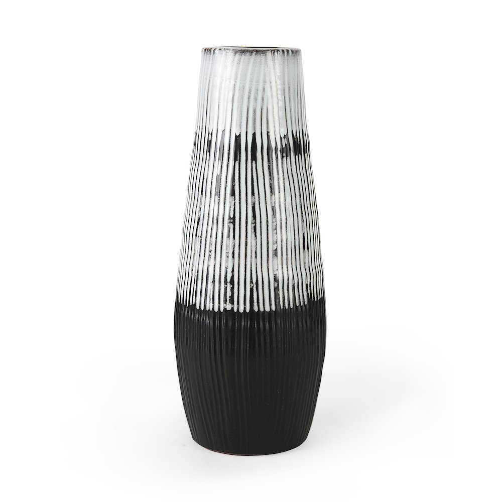 Tanami I Tall Dark Brown/White Ceramic Vase. Picture 1