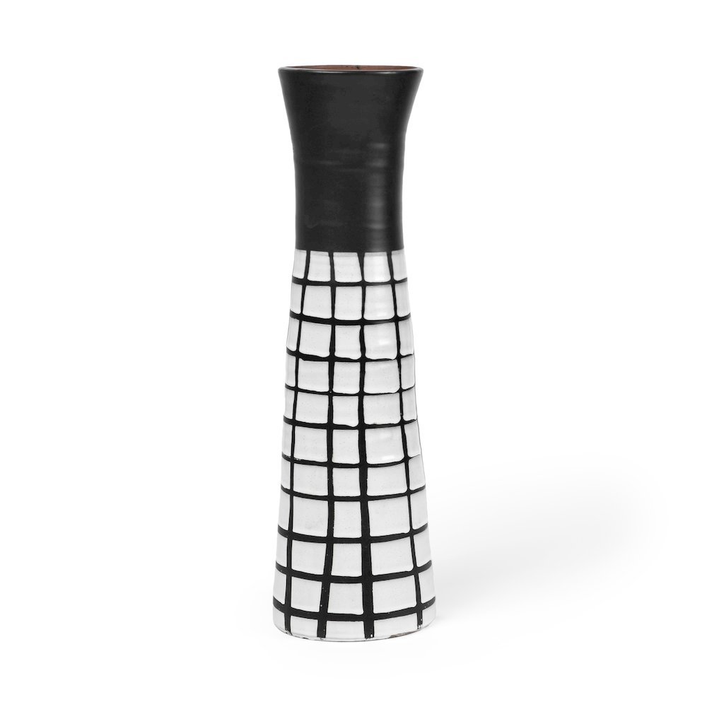 Luanda Small Black/White Large Ceramic Vase. Picture 1