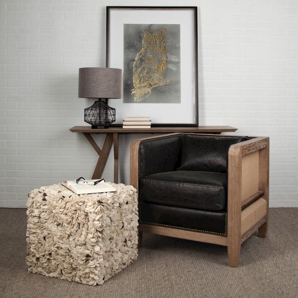 Clark (20"H) Bronze Barrel Metal Base Beige Linen Shade Table Lamp. Picture 2