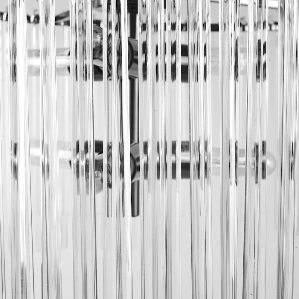 Anna (26"x14") Hanging Gun-Metal w/ Clear Glass Rods Six Bulb Chandelier. Picture 2