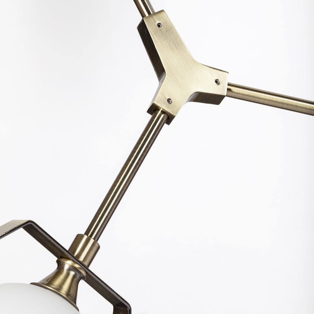 Champagne Metal Multi-Arm Three Light Chandelier. Picture 4