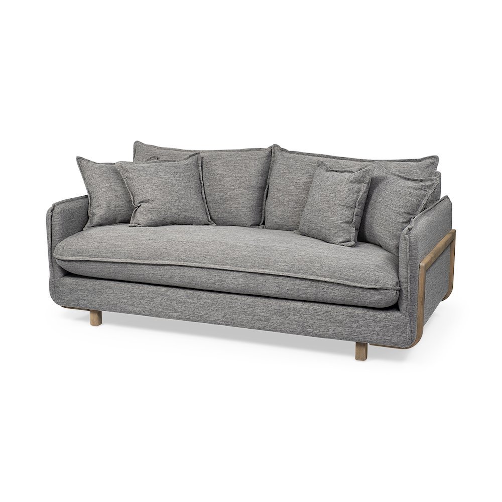 Roy I 84" Castlerock Gray Upholstered Three Seater Sofa. Picture 1