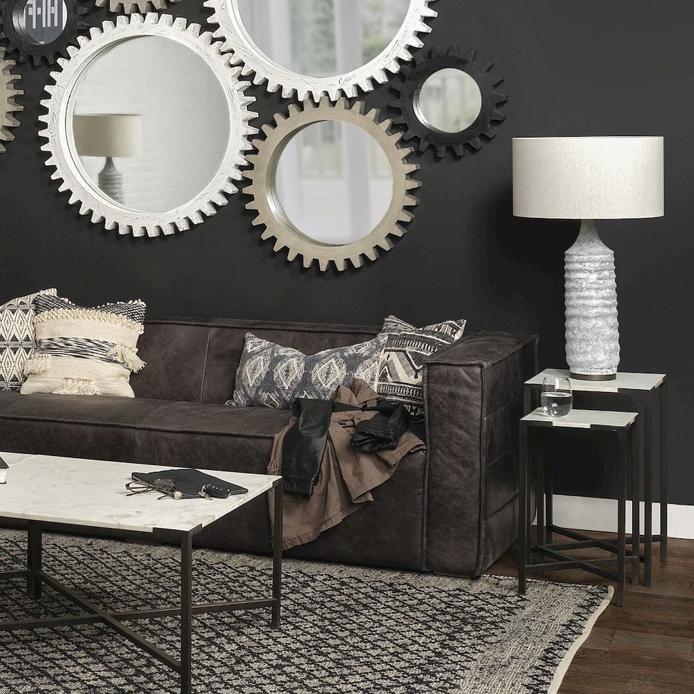 Harlan (30.5"H) Beige-Toned Fabric Shade Gray Concrete Base Table Lamp. Picture 5