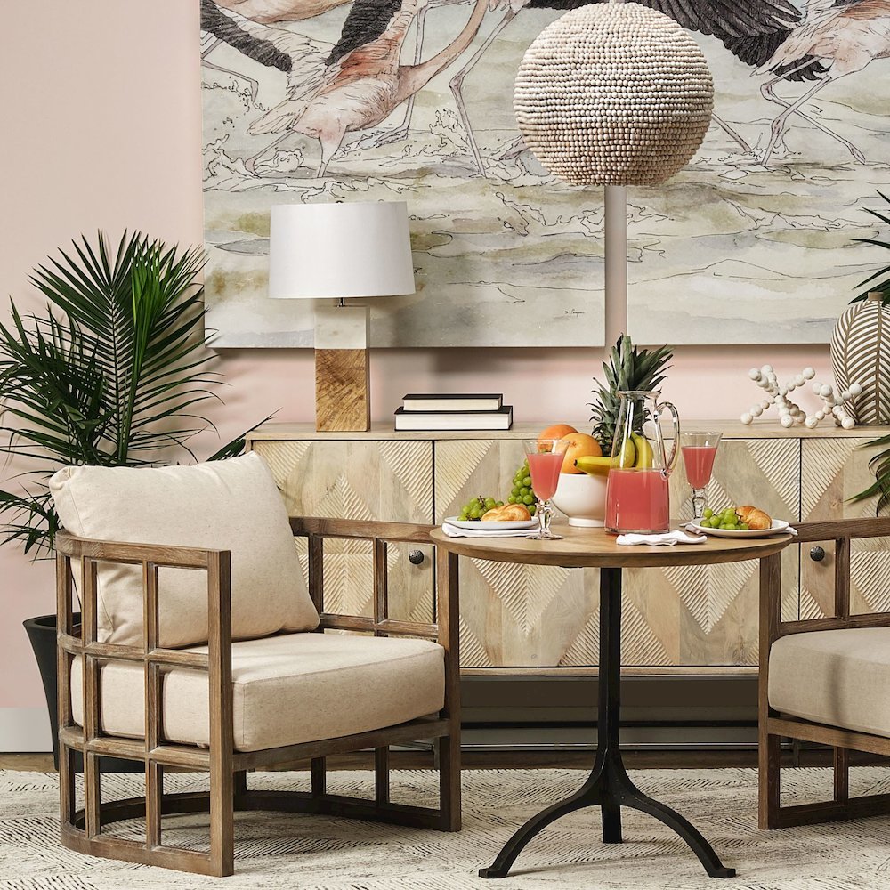 Woodrow (22.3"H) Light Brown Wood w/ White Accent Table Lamp. Picture 4