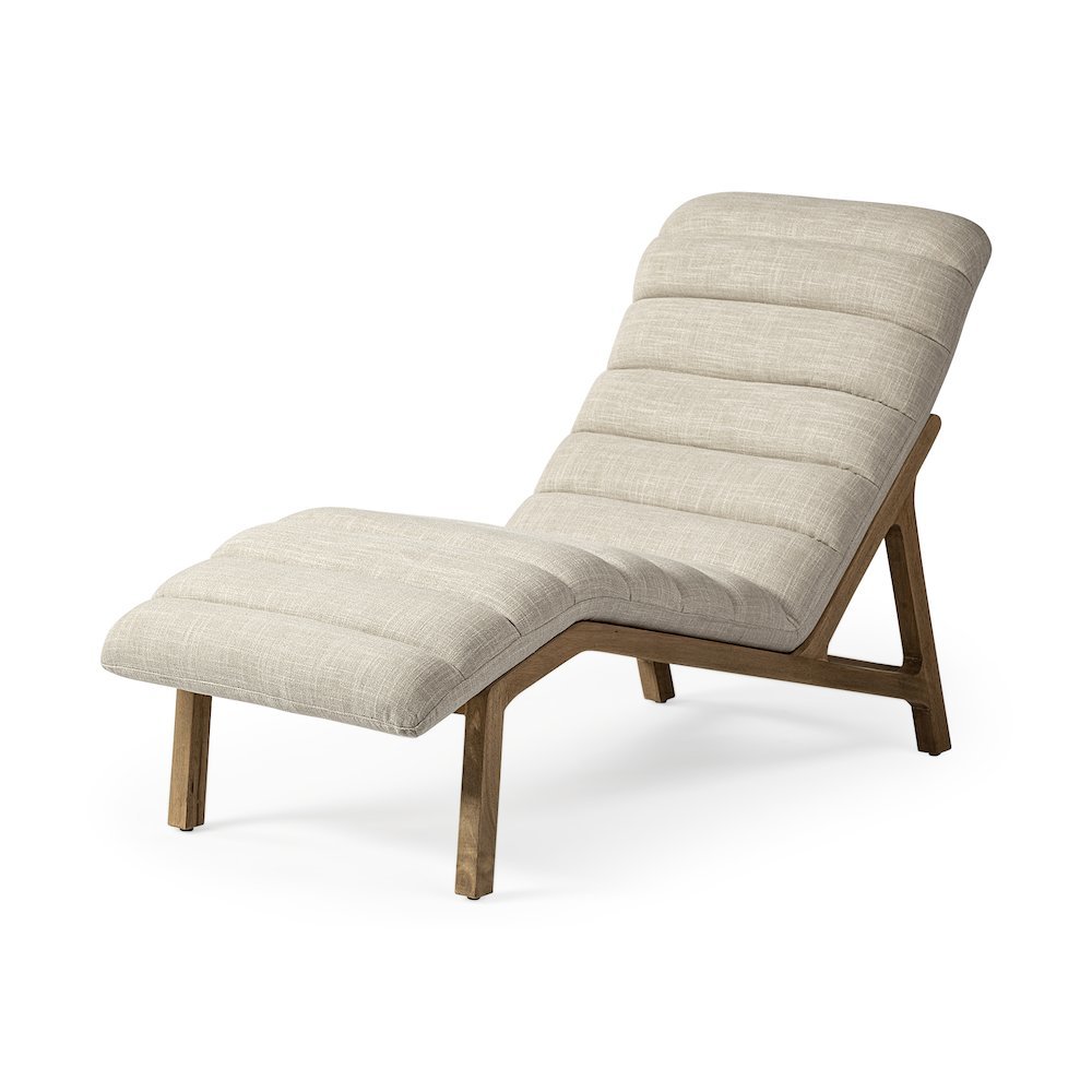 Pierre Beige Fabric Upholstered Armless Chaise Lounge Chair. Picture 1
