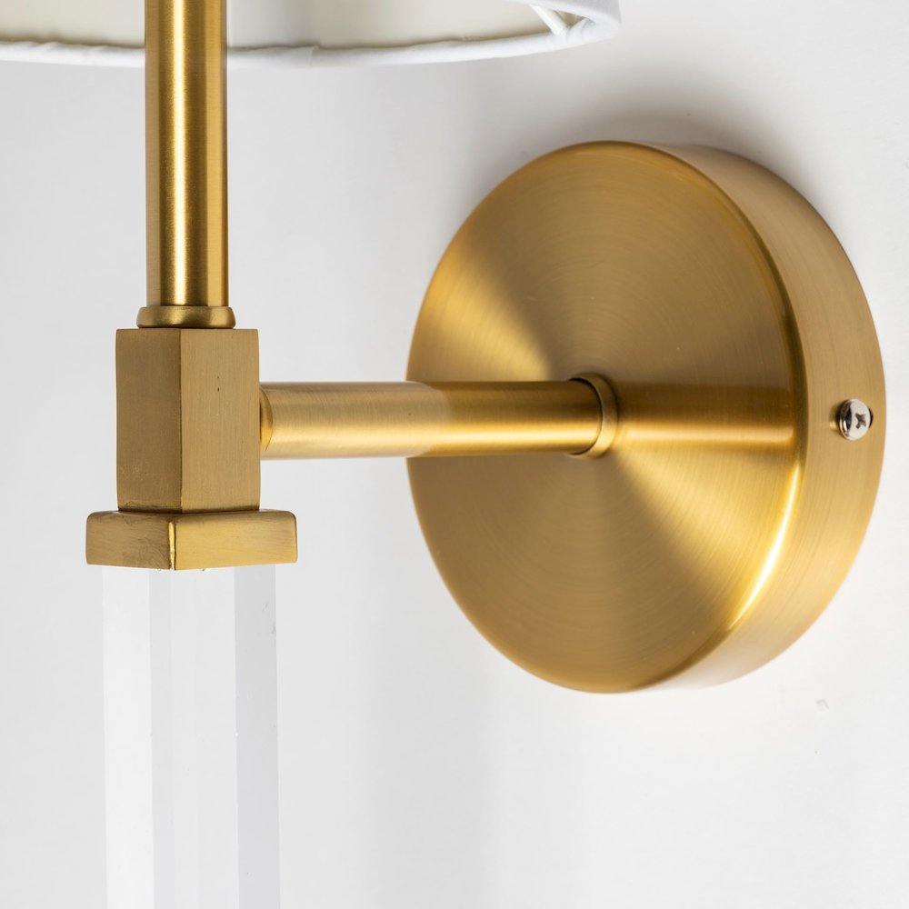 Santander II 6.5x22 Gold Metal and White Linen Shade Wall Sconce. Picture 4