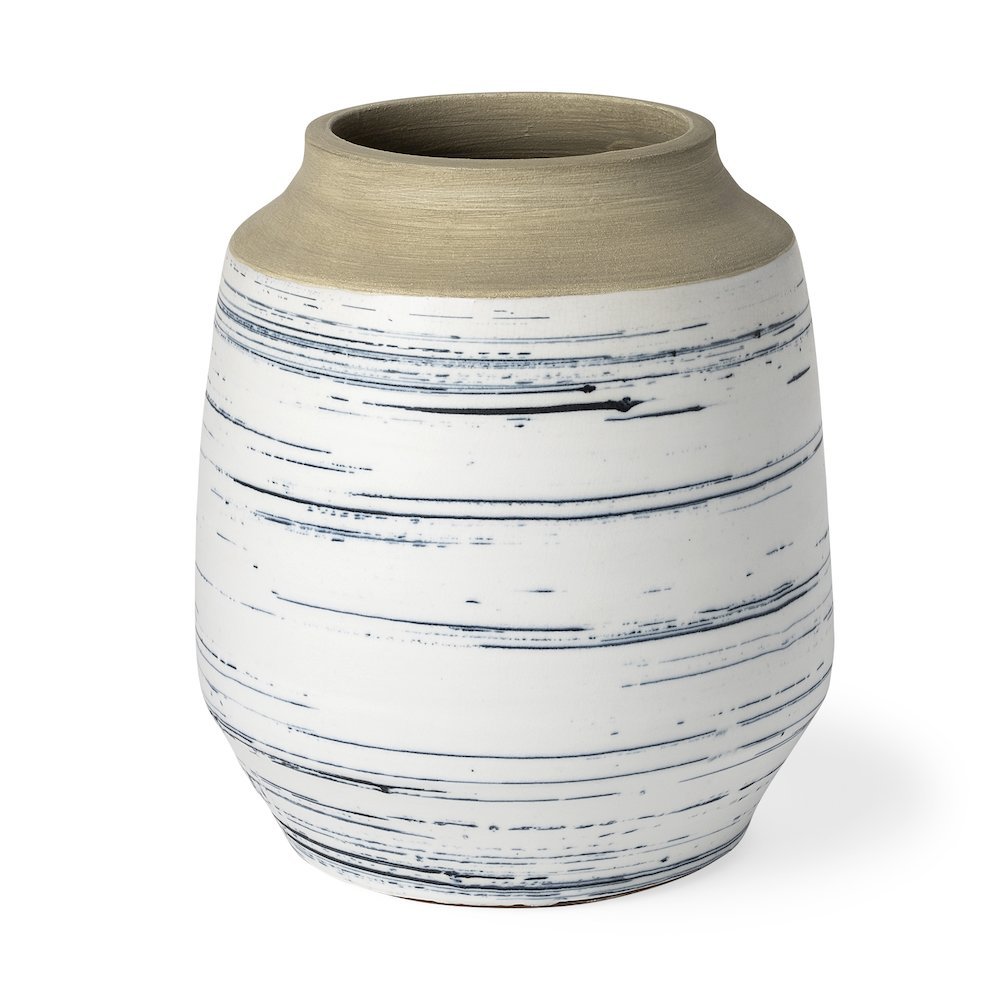 Sonnett Tall White/Blue Ceramic Vase. Picture 1