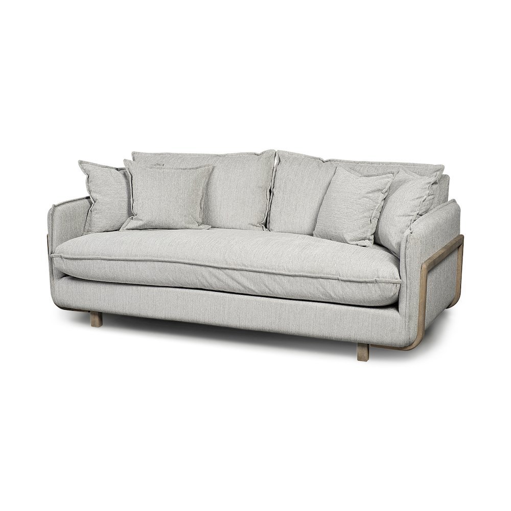 Roy I 84" Frost Gray Upholstered Three Seater Sofa. Picture 1
