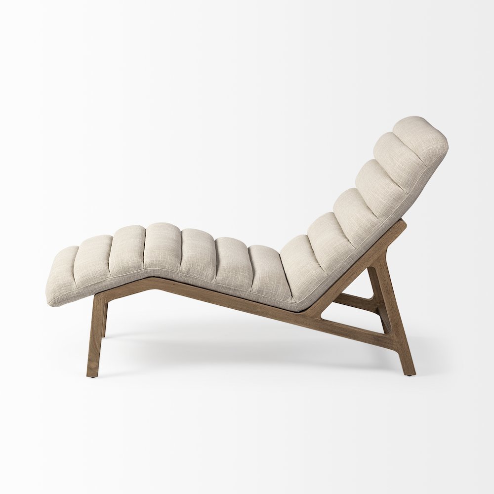 Pierre Beige Fabric Upholstered Armless Chaise Lounge Chair. Picture 3