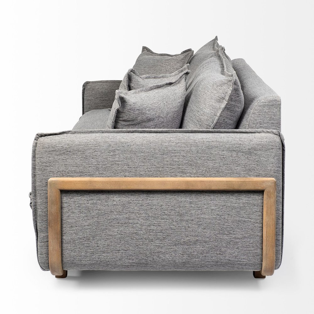 Roy I 84" Castlerock Gray Upholstered Three Seater Sofa. Picture 2