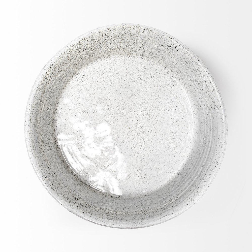 Silone (Large) 16L x 16W White Ceramic Bowl. Picture 3