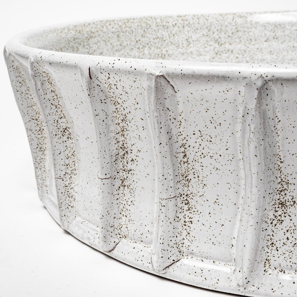Silone (Large) 16L x 16W White Ceramic Bowl. Picture 4