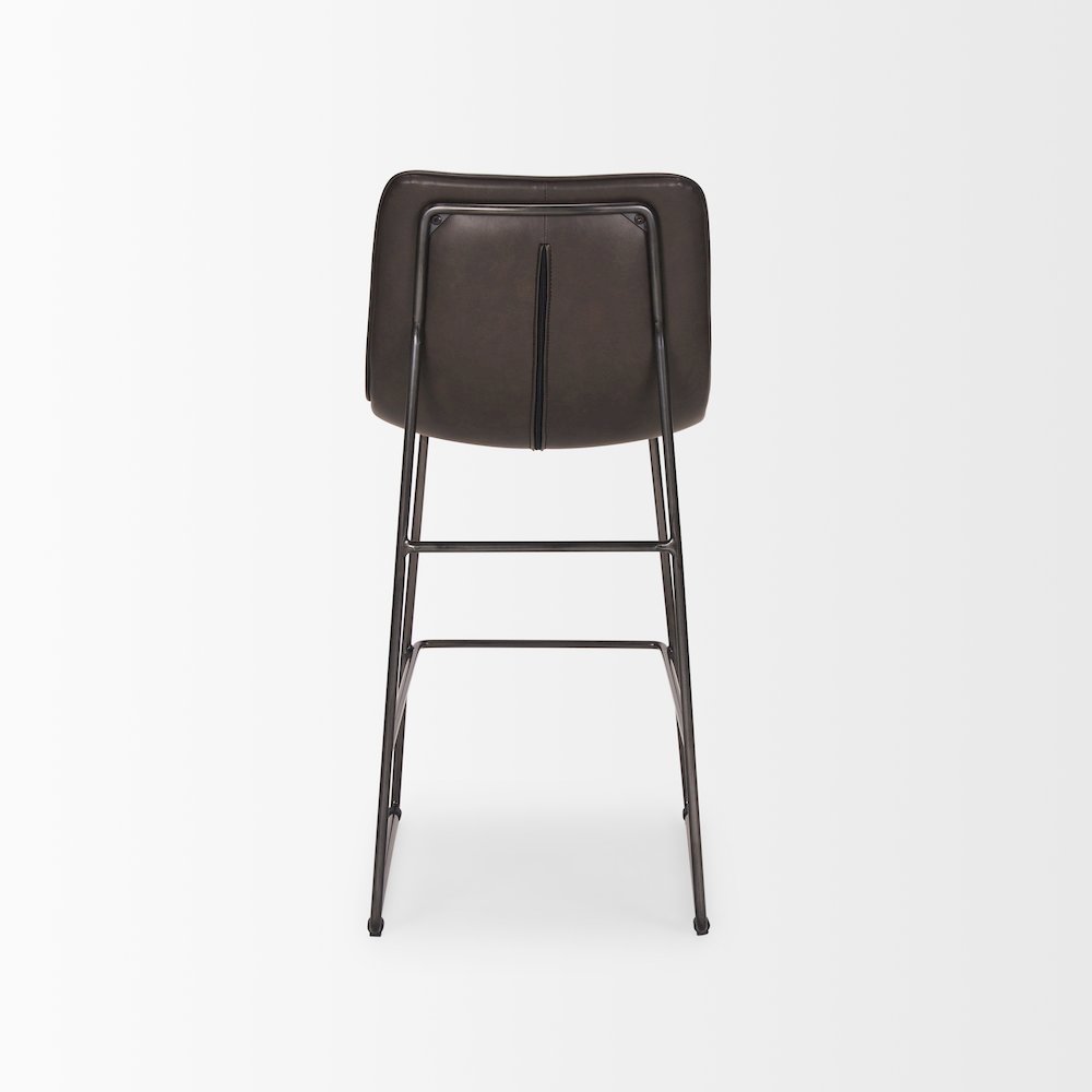 Meritt 37"H Black Faux-Leather Seat W/ Black Metal Frame Stool. Picture 3