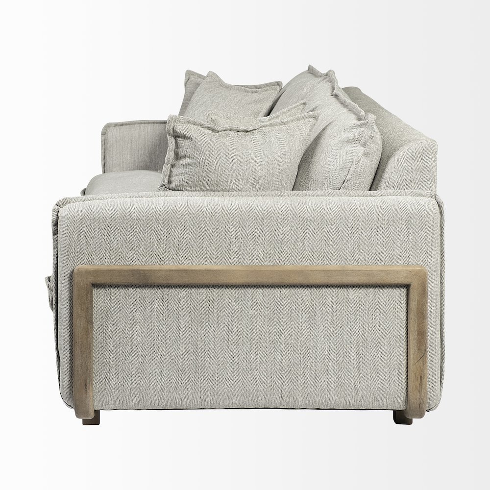 Roy I 84" Frost Gray Upholstered Three Seater Sofa. Picture 2