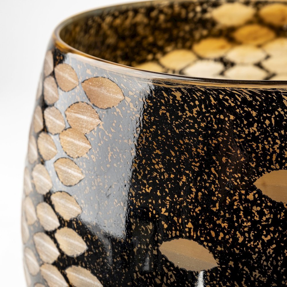 Mojave Small Black and Gold Detail Glass Vase. Picture 5