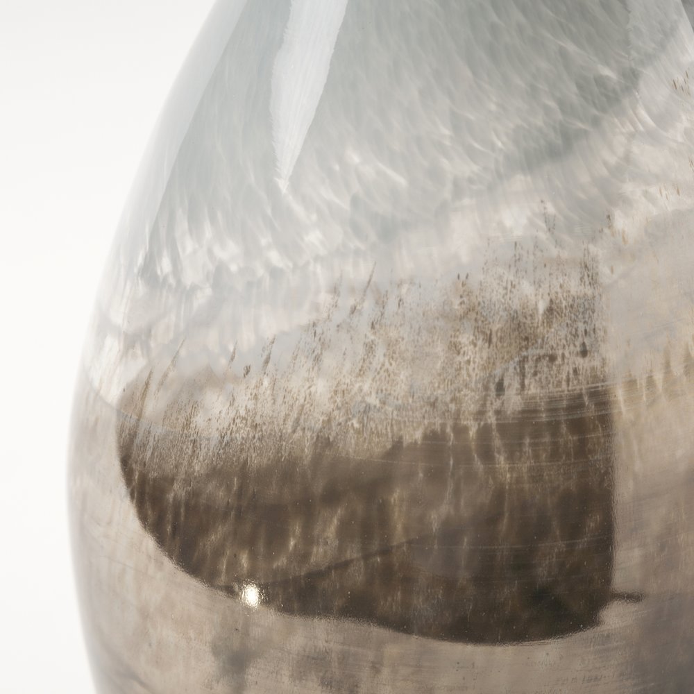 Erie II Tall Two Toned Sky Blue Dark Brown Blown Glass Vase. Picture 5