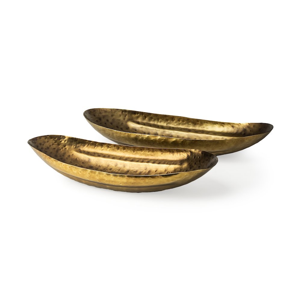 Karmen (Set of 2) Gold Hammered Oversized Bowls. Picture 1
