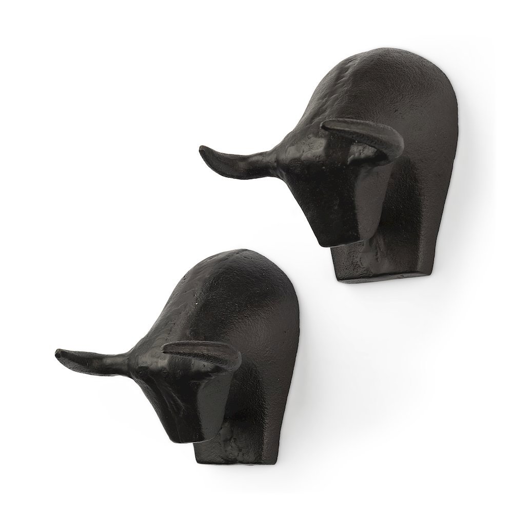 Tauro IV (Set of 2) Black Cast Aluminum Raging Bull Wall Decor. Picture 1