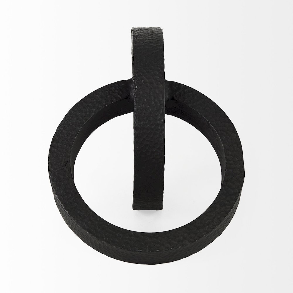 Rafiki Two Blackened Hammered Finish Metal Conjoined Circles. Picture 3