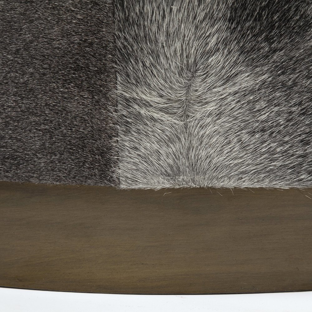 Zahavi 36" Gray Hair-On-hide W/Metal Base Ottoman. Picture 5
