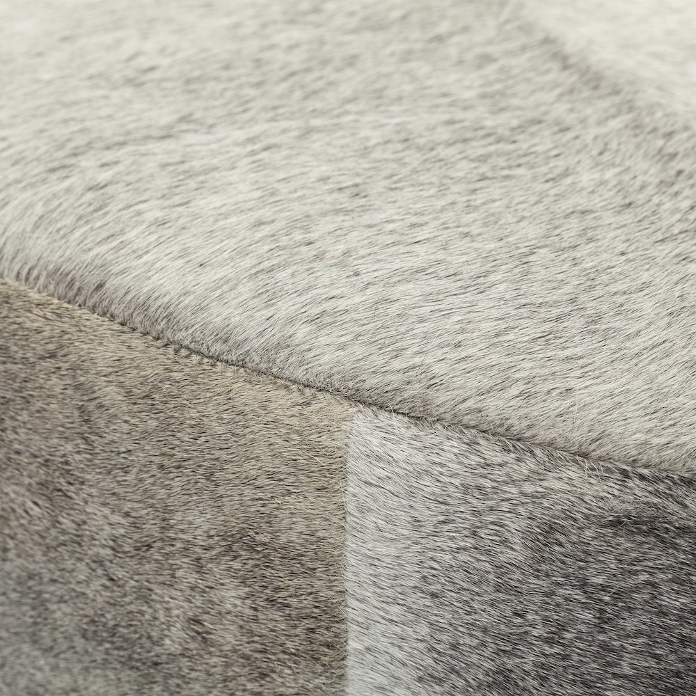 Zahavi 36" Gray Hair-On-hide W/Metal Base Ottoman. Picture 3