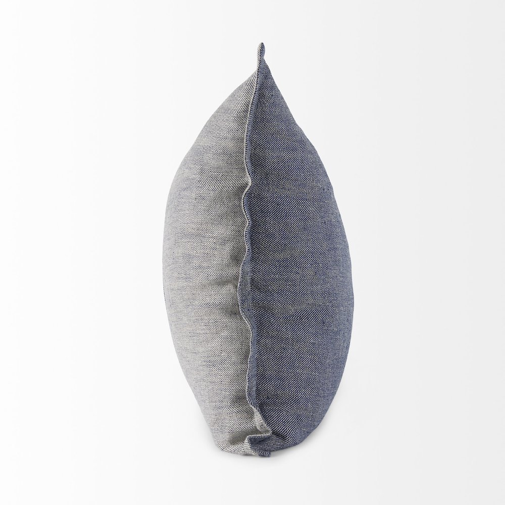 Aubrielle 20L x 20W Gray and Blue Fabric Color Blocked Decorative Pillow Cover. Picture 2