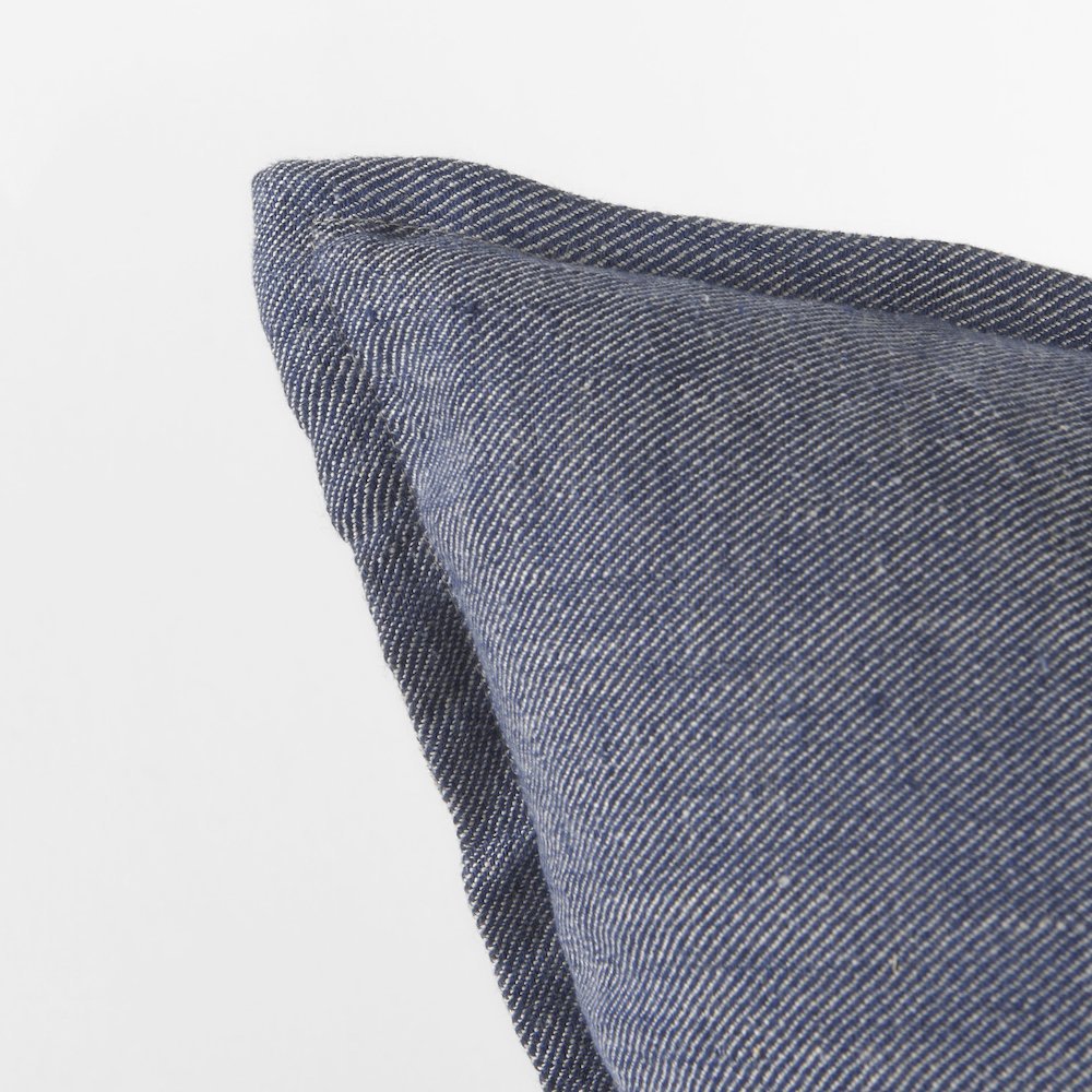 Aubrielle 20L x 20W Gray and Blue Fabric Color Blocked Decorative Pillow Cover. Picture 5