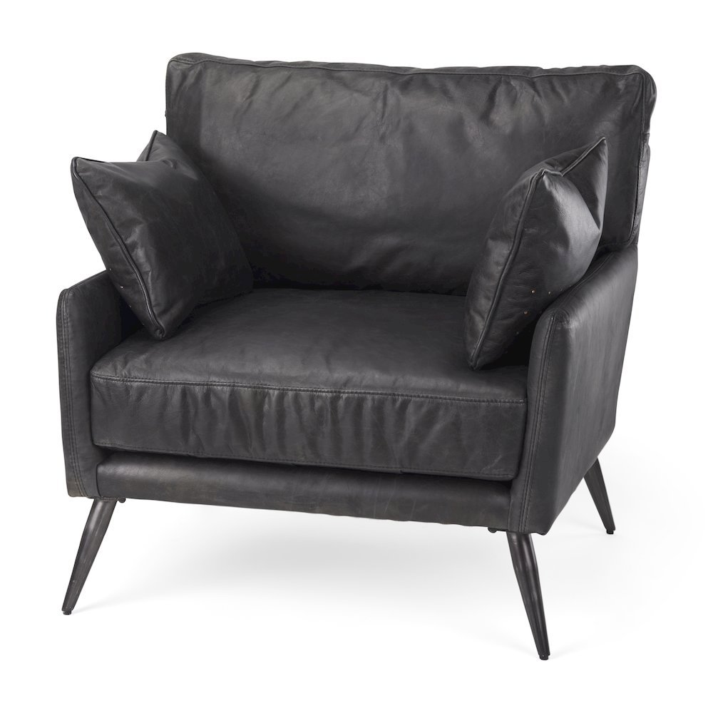 Cochrane 34.5L x 33.0W x 32.5H Black Leather Wrapped Chair. Picture 1