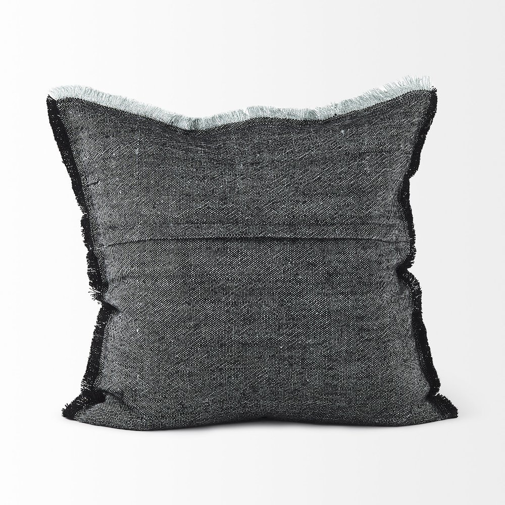 Malia 20L x 20W Black and Teal Fabric Fringed Pillow Cover. Picture 3