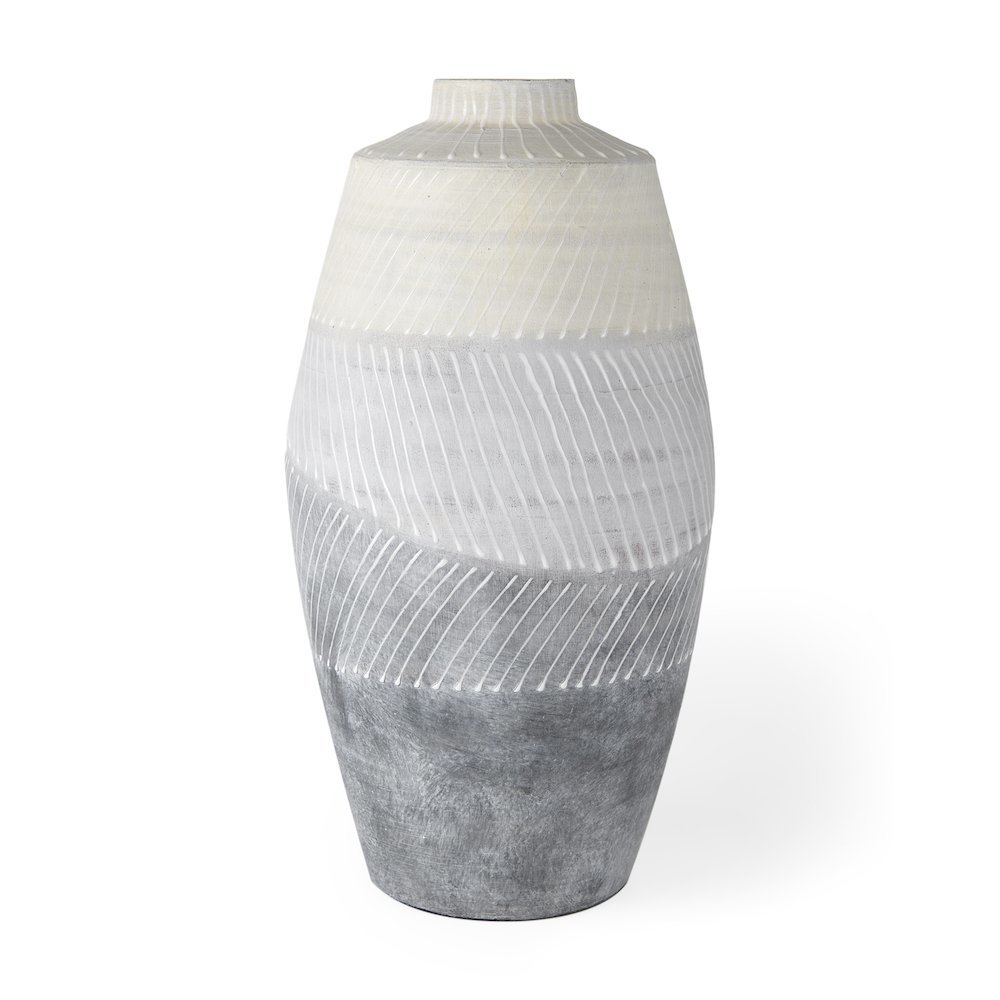 Blume 16.5H Off-White w/ Gray Textured Vase. Picture 1