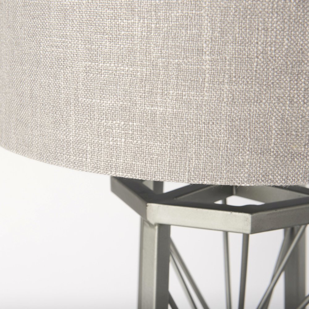 Raen (28.5"H) Gray Metal Octagonal Base w/Beige Shade Table Lamp. Picture 5