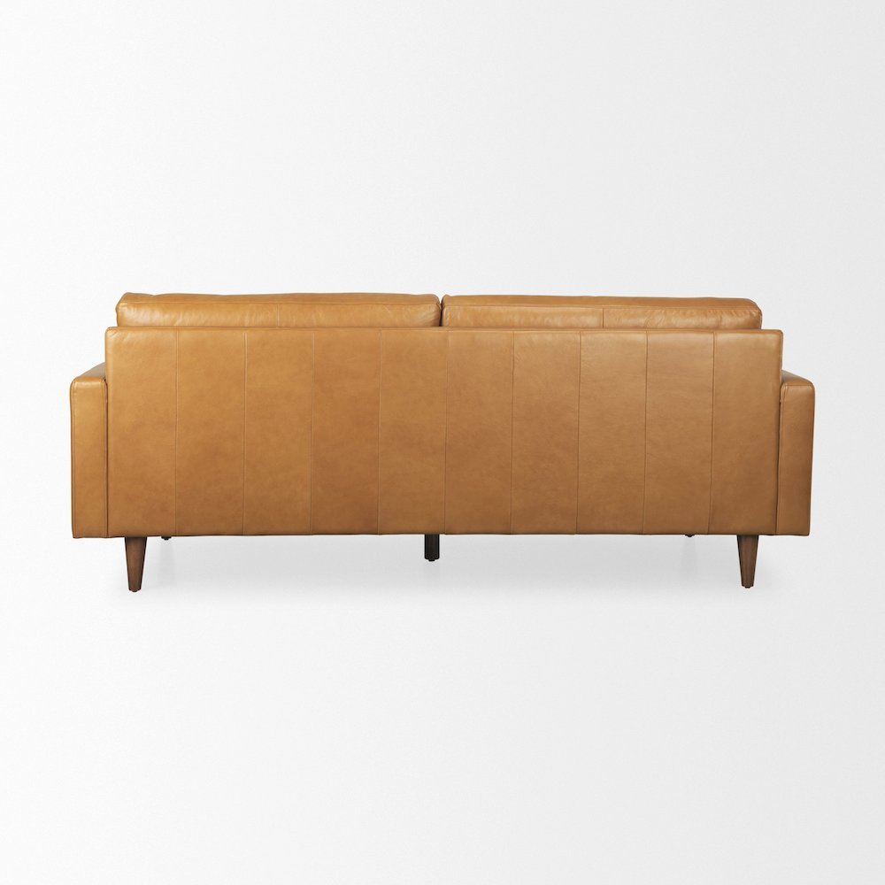 Olaf 88.2L x 37.8W x 35.0H Tan Leather Sofa. Picture 4