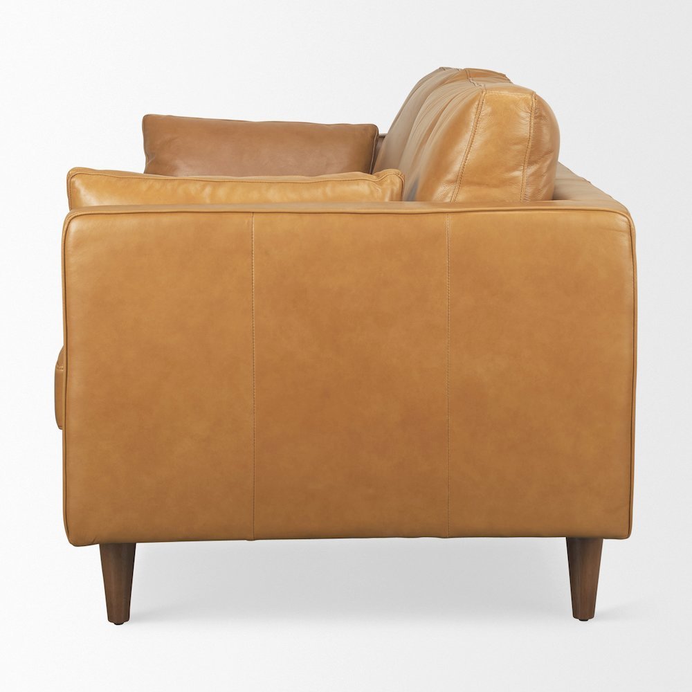 Elton  87.8L x 37.8W x 34.6H Tan Leather Sofa. Picture 2