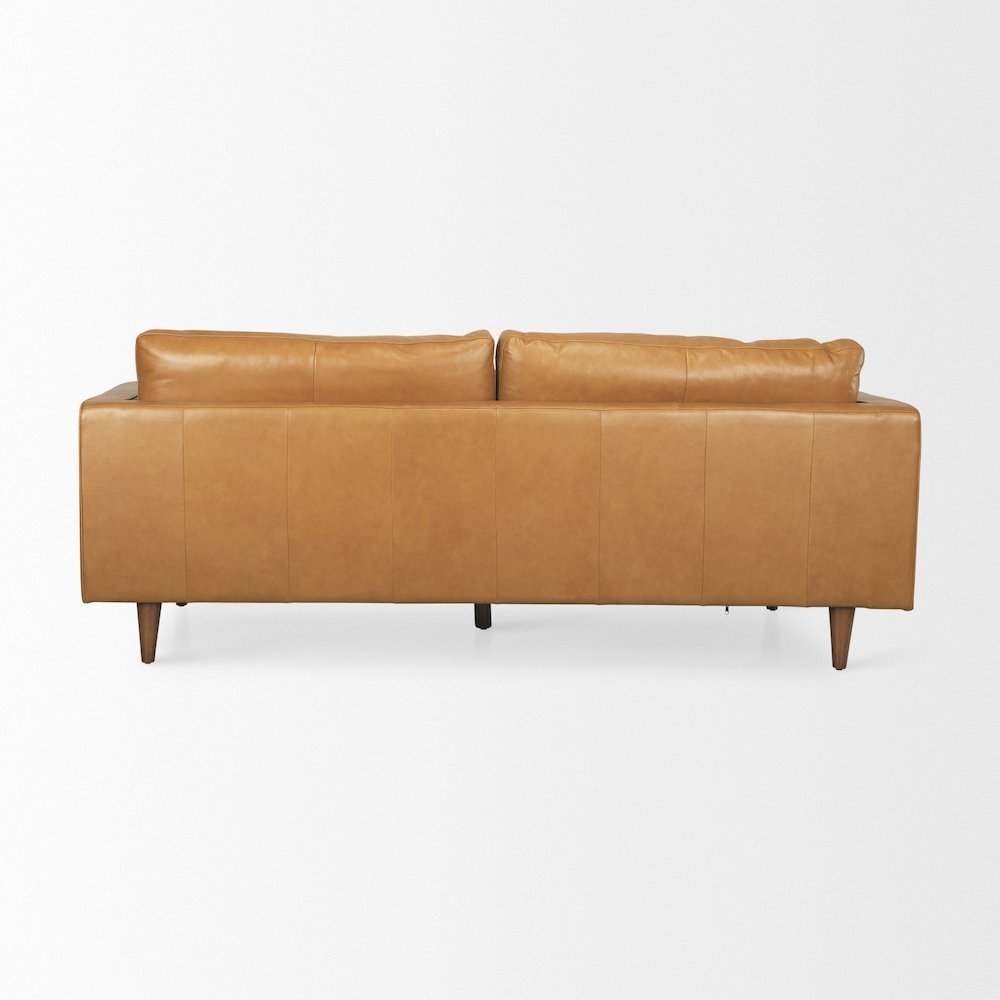 Elton  87.8L x 37.8W x 34.6H Tan Leather Sofa. Picture 3