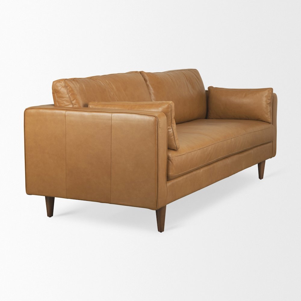 Elton  87.8L x 37.8W x 34.6H Tan Leather Sofa. Picture 4