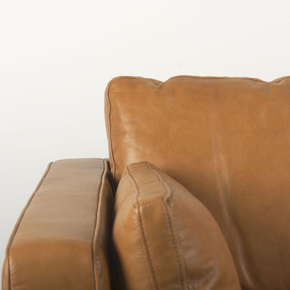 Elton  87.8L x 37.8W x 34.6H Tan Leather Sofa. Picture 5
