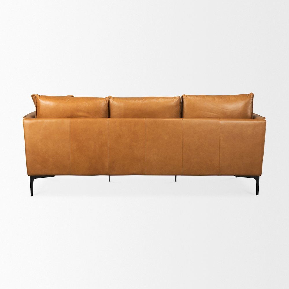 Lake Como 85.8L x 36.6W x 32.3H Tan Leather Three Seater Sofa. Picture 4