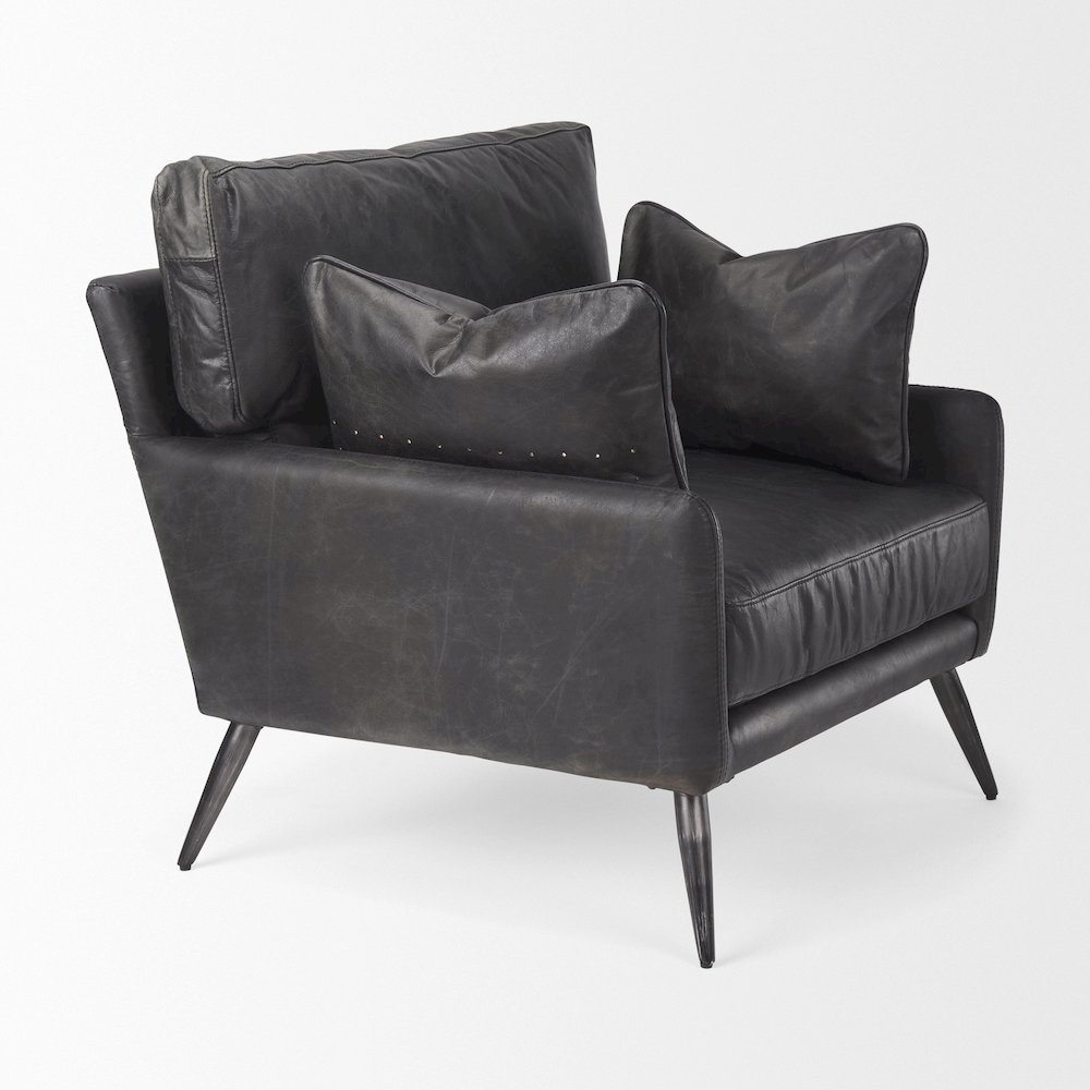 Cochrane 34.5L x 33.0W x 32.5H Black Leather Wrapped Chair. Picture 4