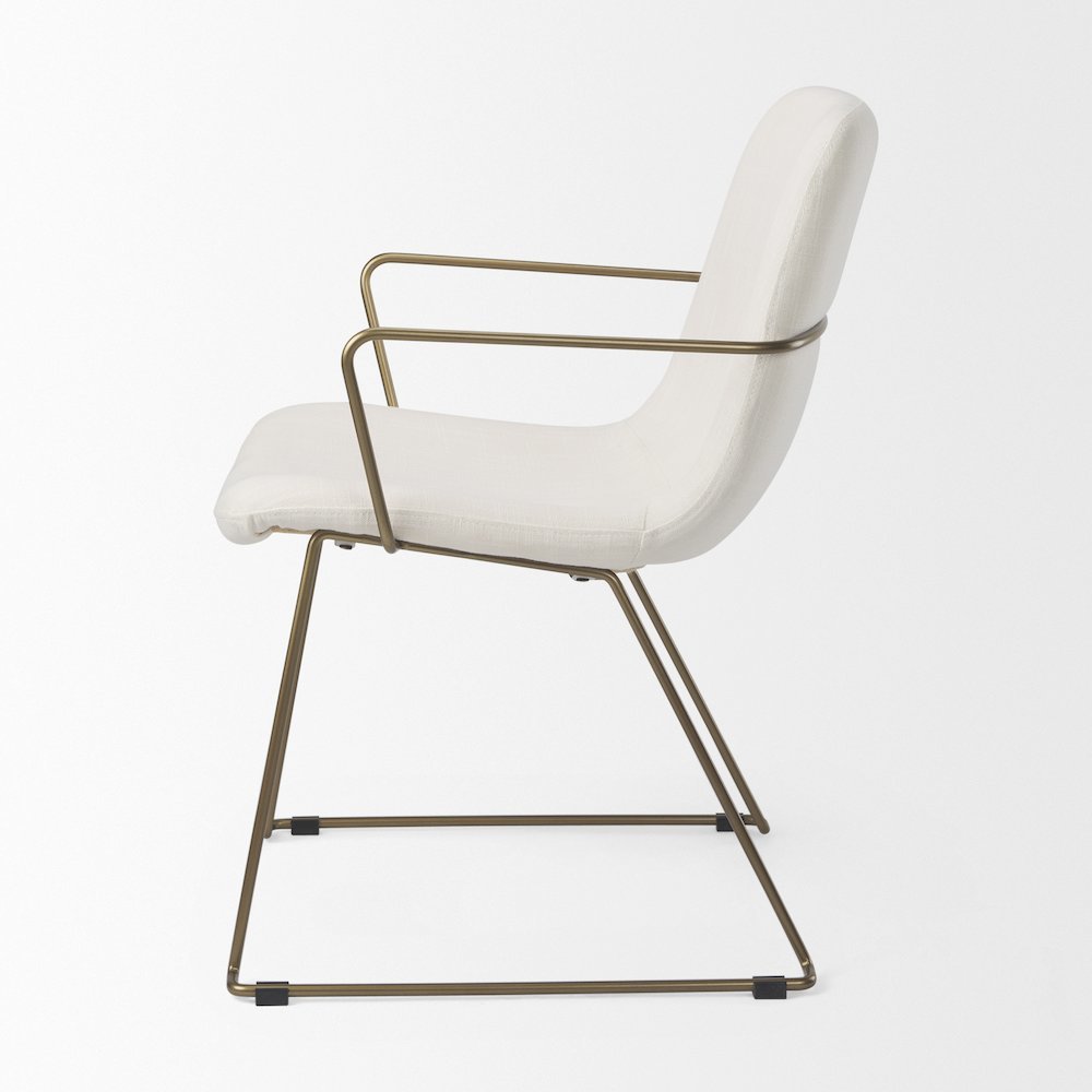 Sawyer Cream Fabric Wrap Gold Metal Frame Dining Chair. Picture 2