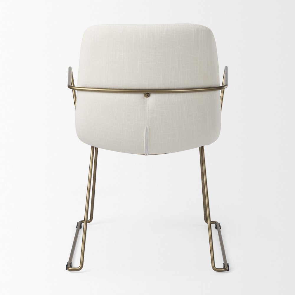 Sawyer Cream Fabric Wrap Gold Metal Frame Dining Chair. Picture 3