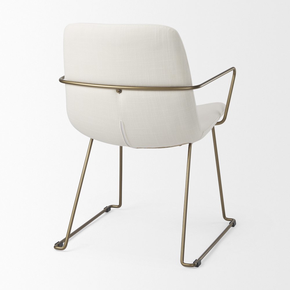 Sawyer Cream Fabric Wrap Gold Metal Frame Dining Chair. Picture 4