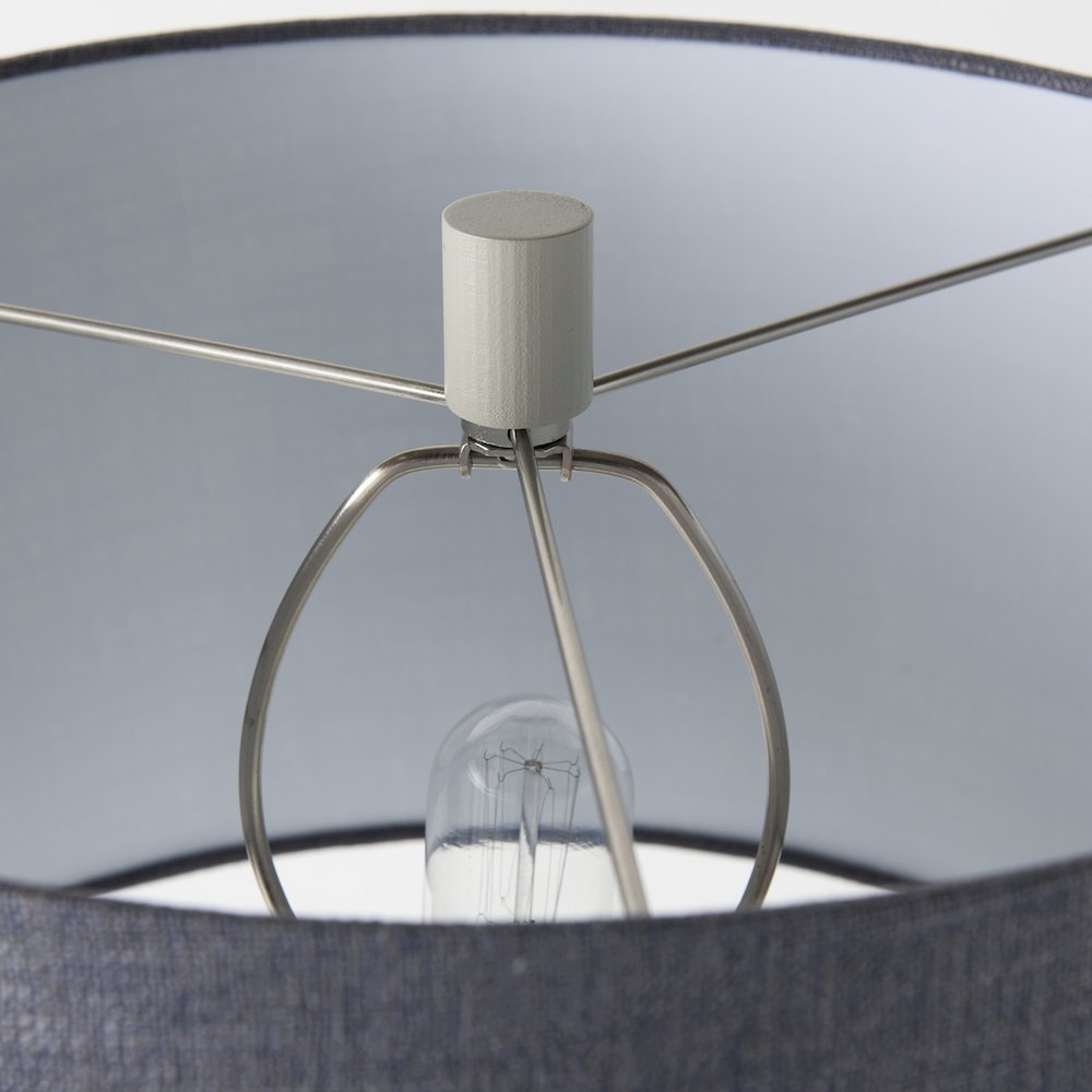 Quinn 19.0L x 19.0W x 24.6H Beige Base W/Navy Fabric Shade Table Lamp. Picture 3
