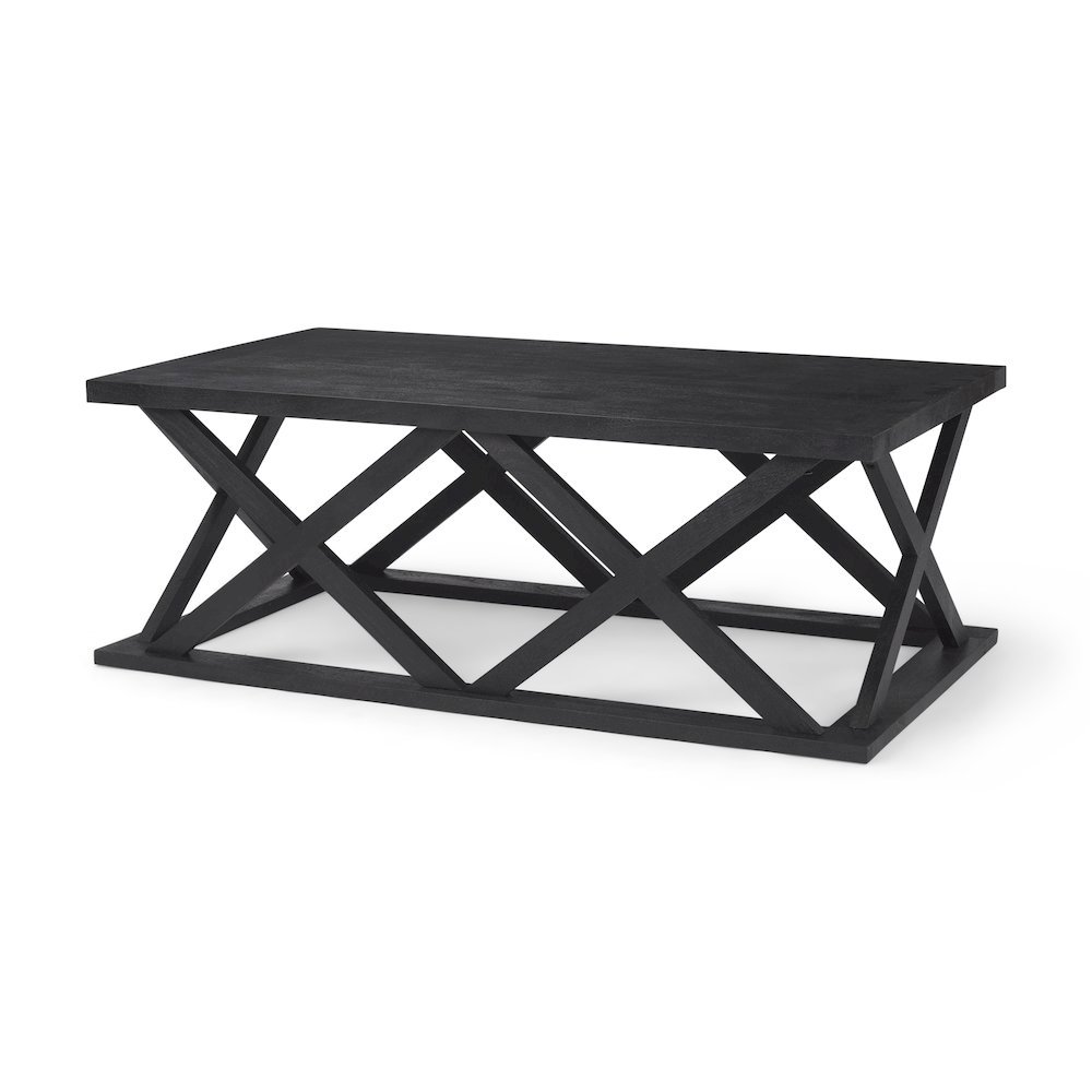 Forsey 48.0L x 28.0W x 17.5H Black Wood Rectangular Coffee Table. Picture 1