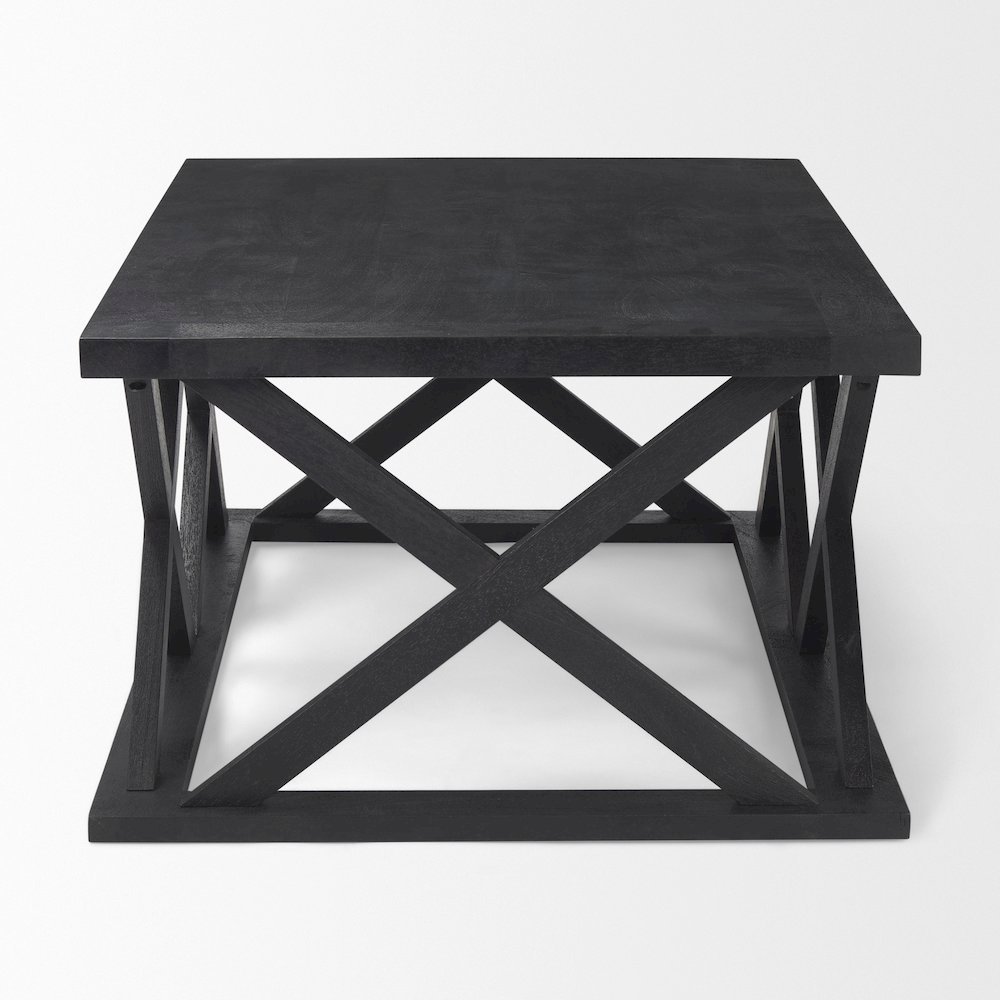 Forsey 48.0L x 28.0W x 17.5H Black Wood Rectangular Coffee Table. Picture 2