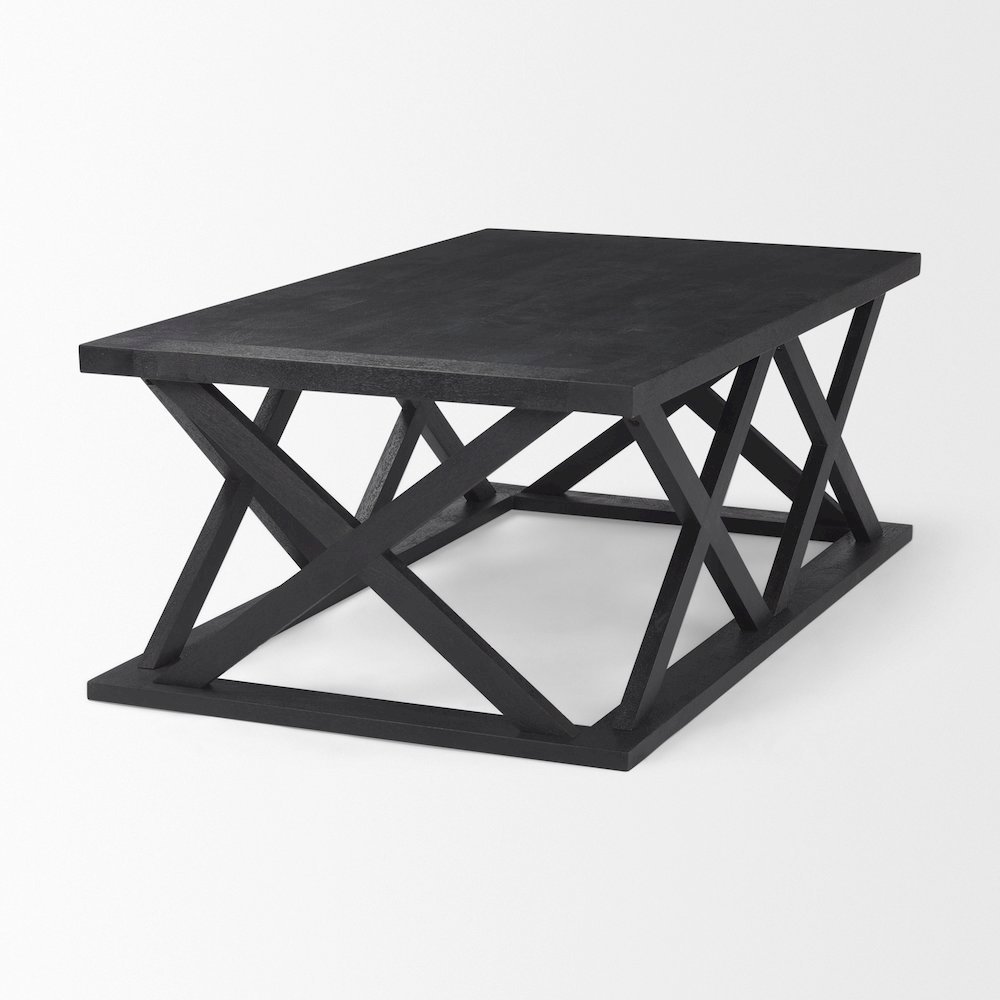 Forsey 48.0L x 28.0W x 17.5H Black Wood Rectangular Coffee Table. Picture 3
