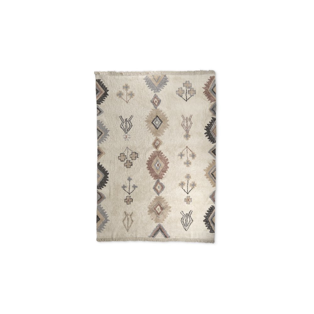 Carla 5x8 Earthy Neutrals Patterned Cotton Area Rug. Picture 1