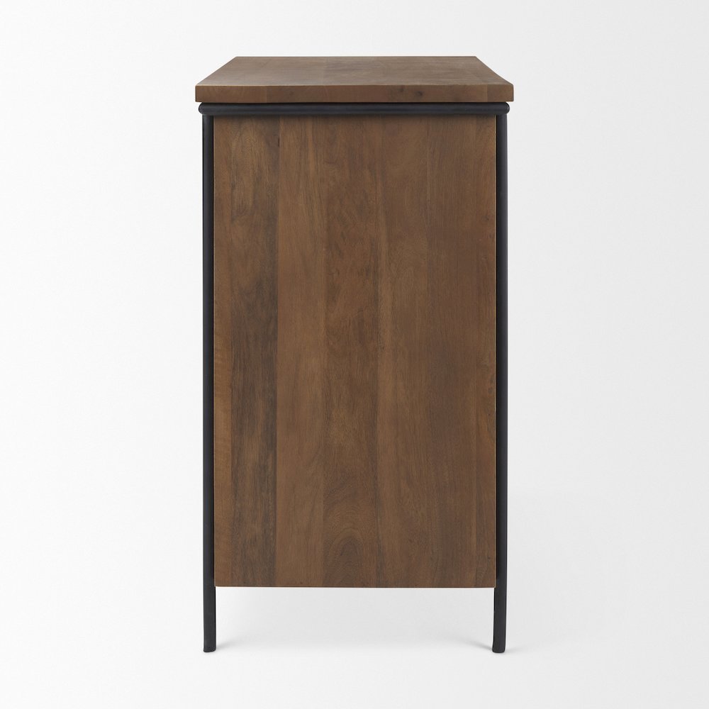Brown Solid Wood Black Metal 2 Door Accent Cabinet. Picture 2