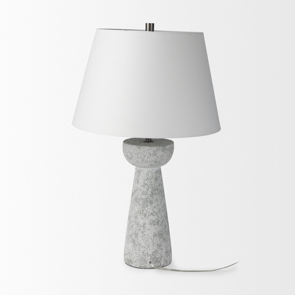 Julia 16.0L x 16.0W x 27.0H Gray Antique Painted Cement Table Lamp. Picture 2